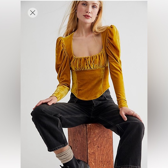 Free People New Brown Velvet Hold Me Top in Medium - Picture 1 of 3